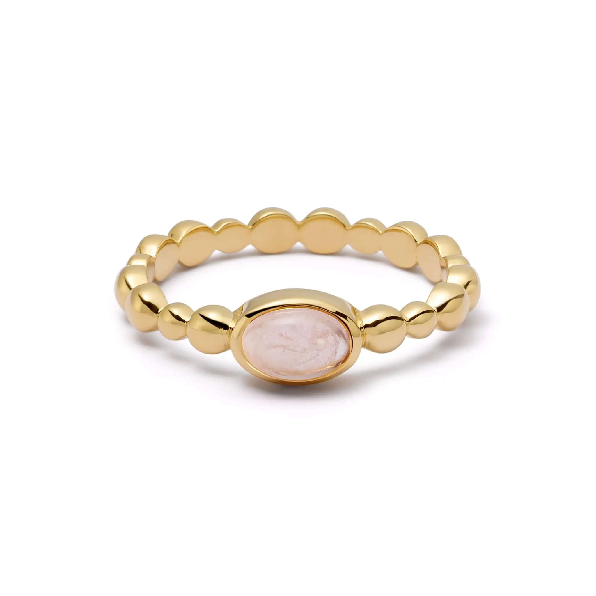 Rose Quartz Healing Stone Bobble Ring 18ct Gold Plate sold by Daisy Jewellery