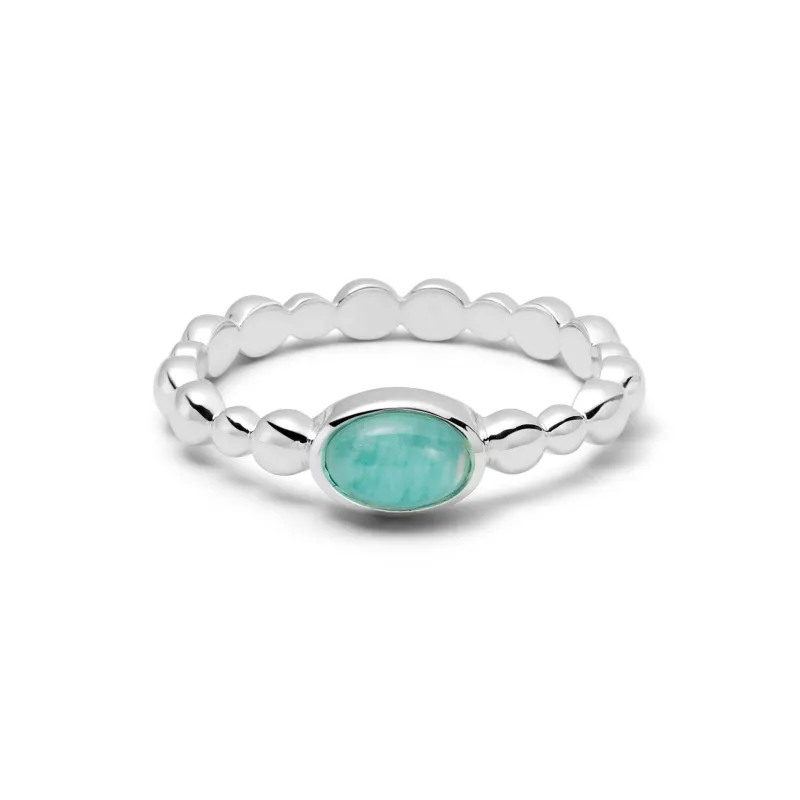 Amazonite Healing Stone Bobble Ring Sterling Silver sold by Daisy Jewellery