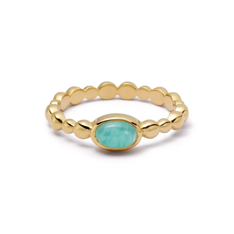 Amazonite Healing Stone Bobble Ring 18ct Gold Plate sold by Daisy Jewellery