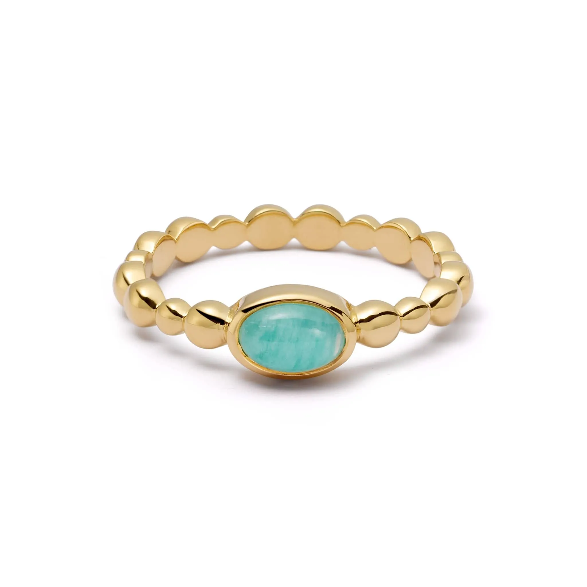 Amazonite Healing Stone Bobble Ring 18ct Gold Plate sold by Daisy Jewellery
