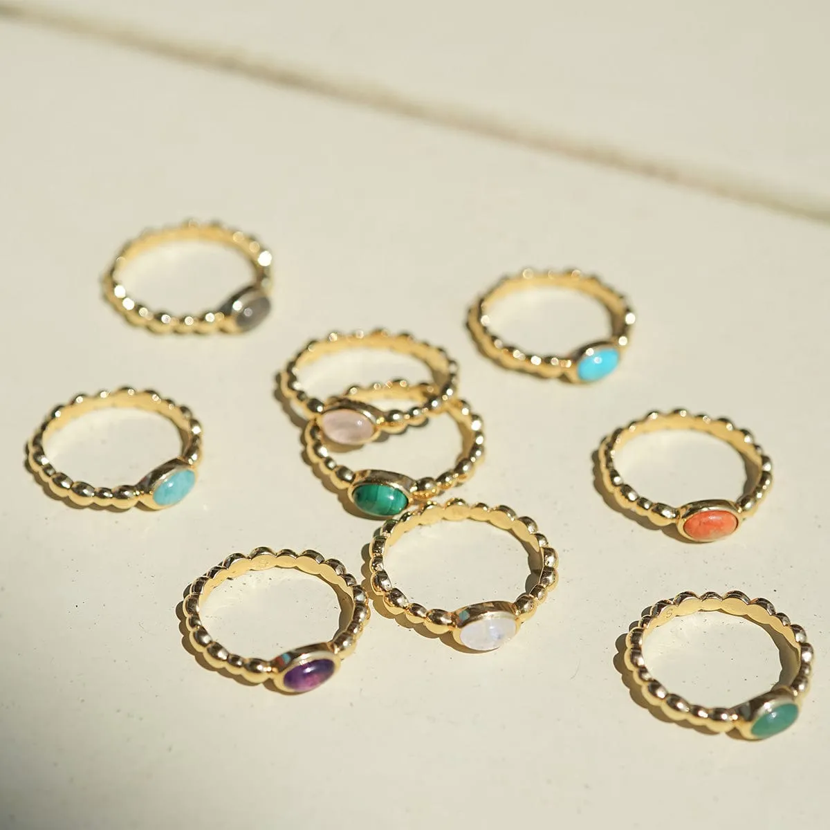 Amazonite Healing Stone Bobble Ring 18ct Gold Plate sold by Daisy Jewellery product image thumbnail 5