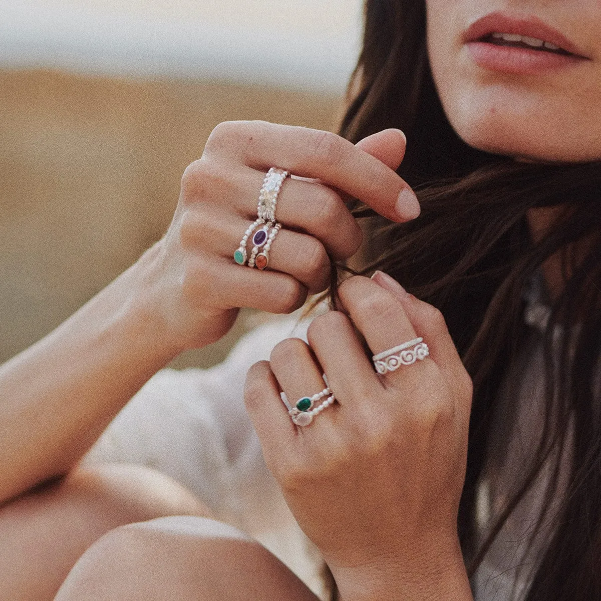 Amethyst Healing Stone Bobble Ring Sterling Silver sold by Daisy Jewellery product image thumbnail 4