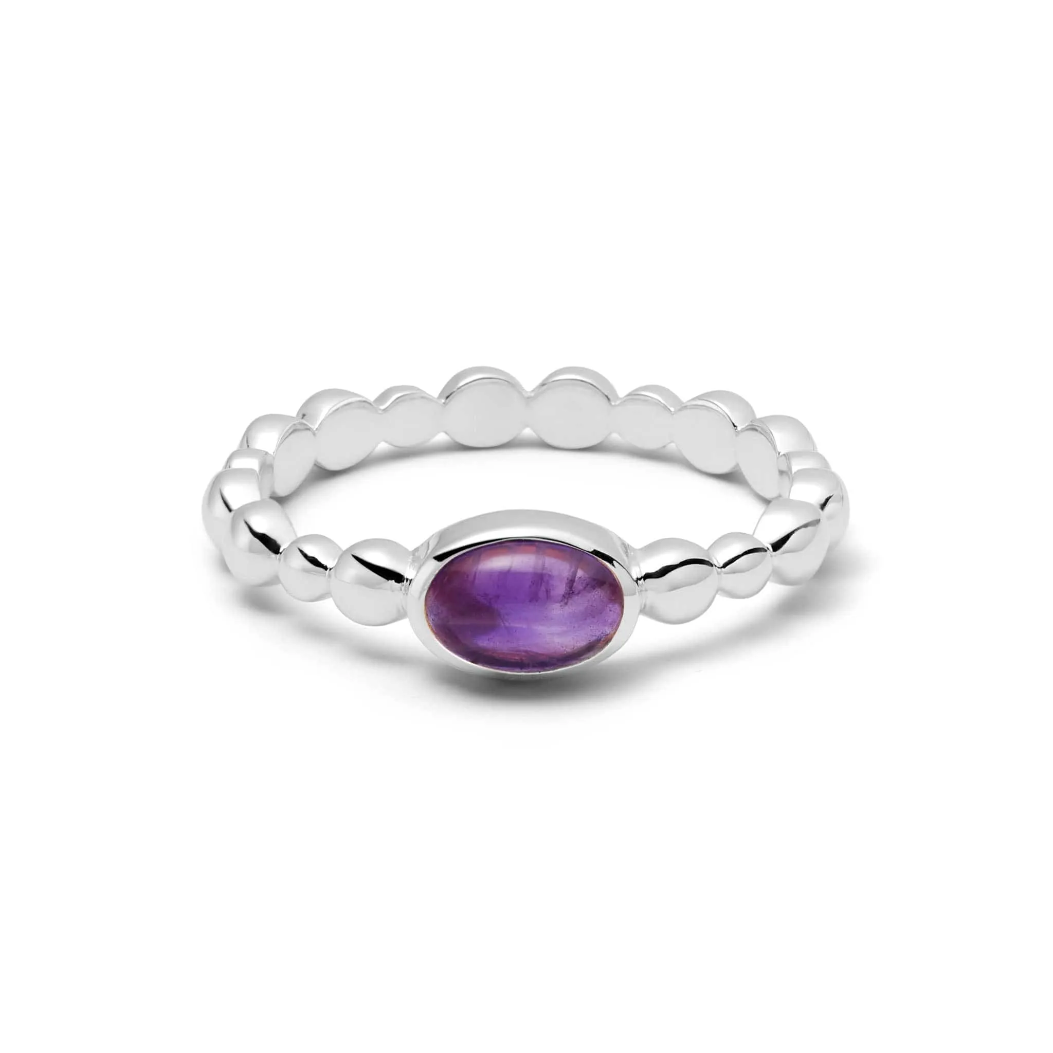 Amethyst Healing Stone Bobble Ring Sterling Silver sold by Daisy Jewellery