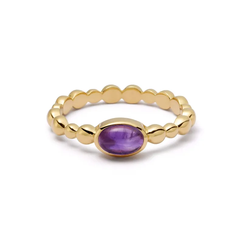 Amethyst Healing Stone Bobble Ring 18ct Gold Plate sold by Daisy Jewellery