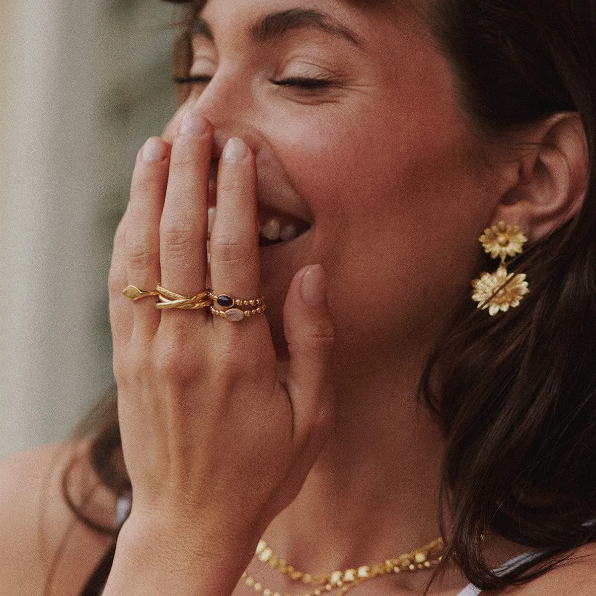 Amethyst Healing Stone Bobble Ring 18ct Gold Plate sold by Daisy Jewellery product image thumbnail 4