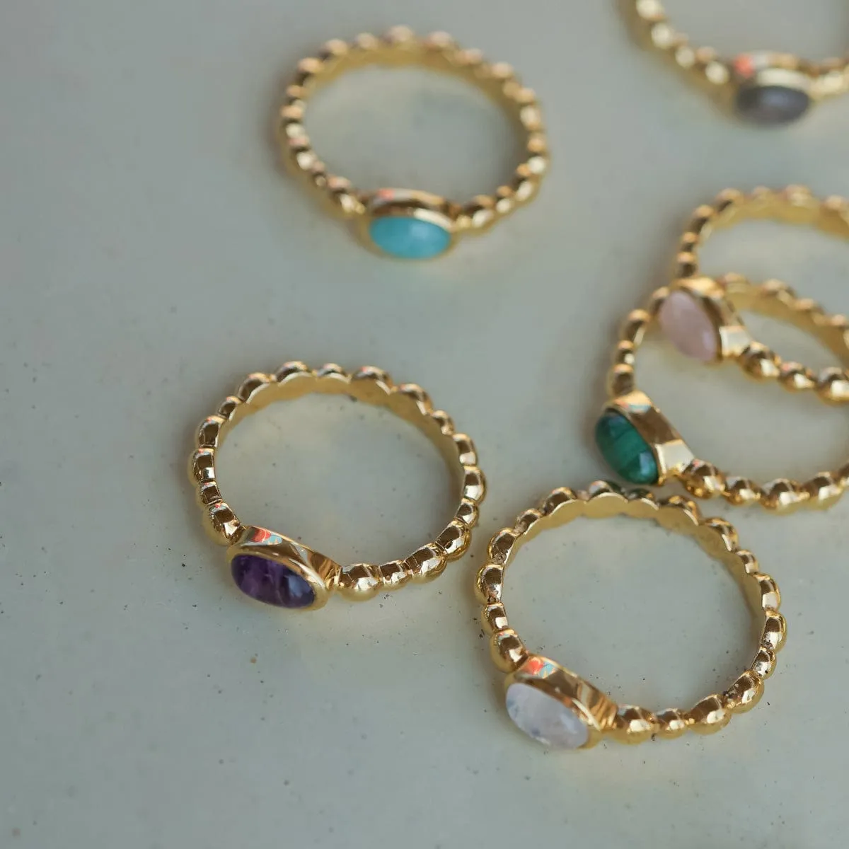 Amethyst Healing Stone Bobble Ring 18ct Gold Plate sold by Daisy Jewellery product image thumbnail 3