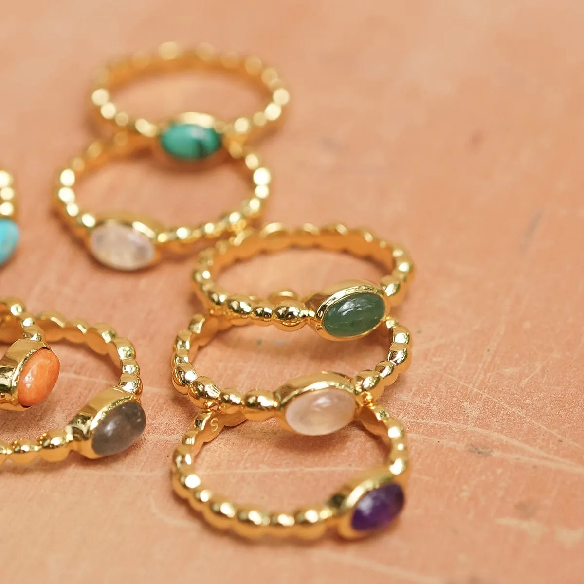 Green Aventurine Healing Stone Bobble Ring 18ct Gold Plate sold by Daisy Jewellery product image thumbnail 3