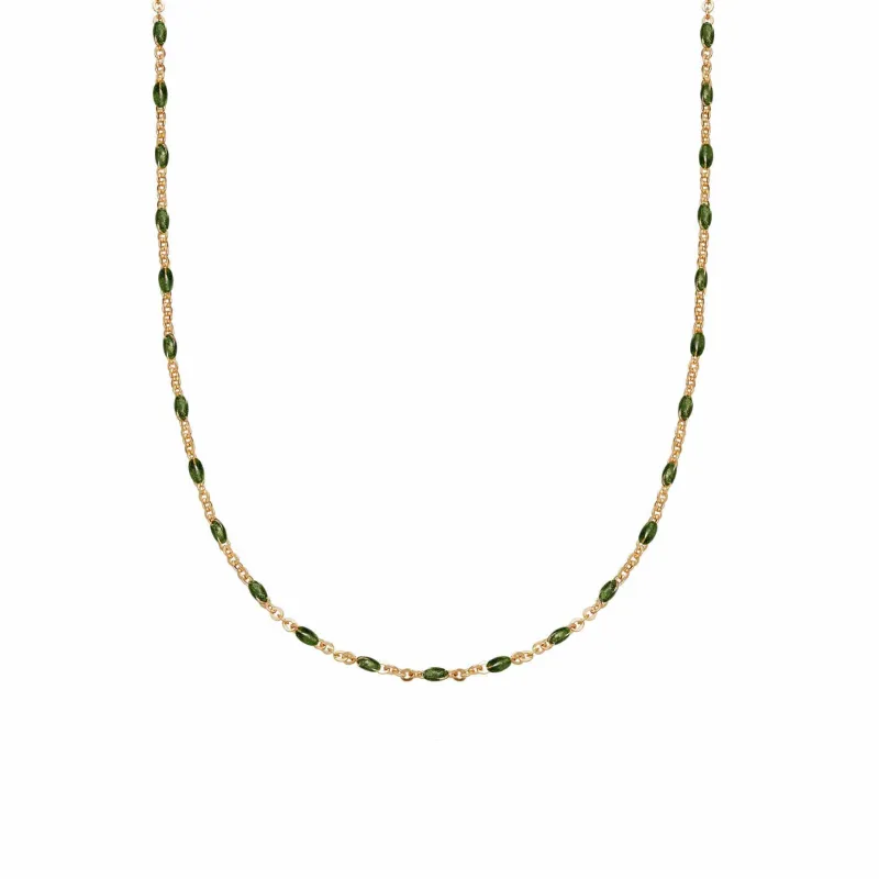 FREE Treasures Green Beaded Necklace 18ct Gold Plate sold by Daisy Jewellery