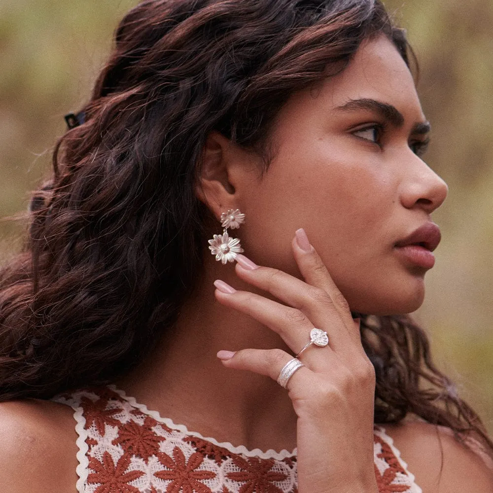 Double Daisy Flower Earrings Silver Plate sold by Daisy Jewellery product image thumbnail 4