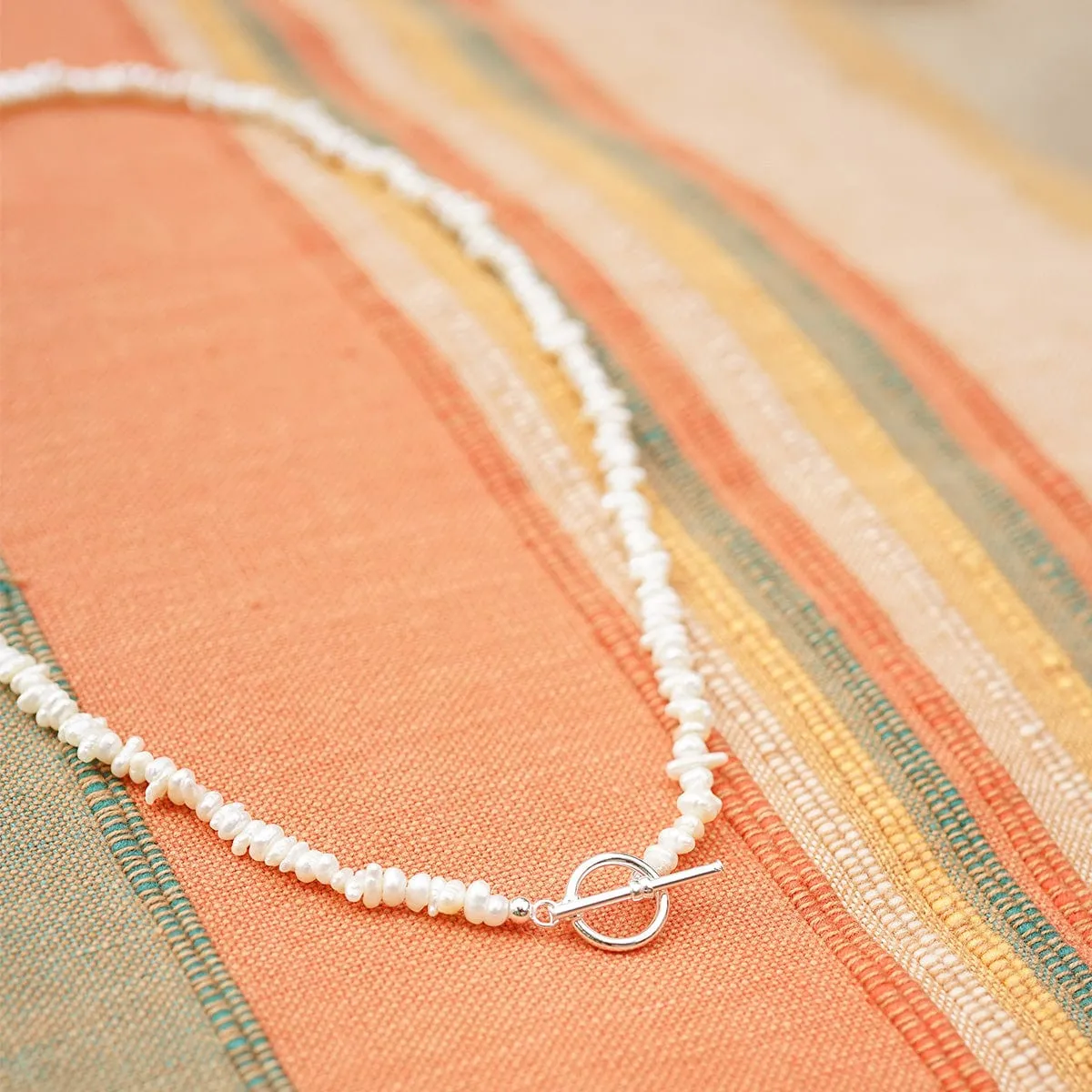 Polly Sayer Beach Pearl T Bar Necklace Sterling Silver sold by Daisy Jewellery product image thumbnail 5