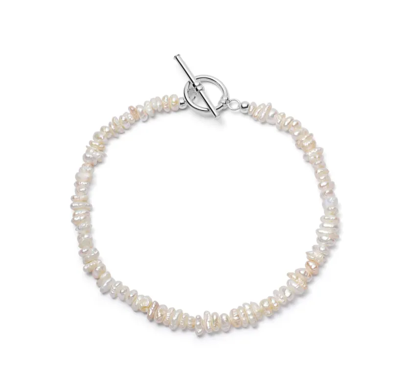 Polly Sayer Beach Pearl T Bar Bracelet Sterling Silver sold by Daisy Jewellery
