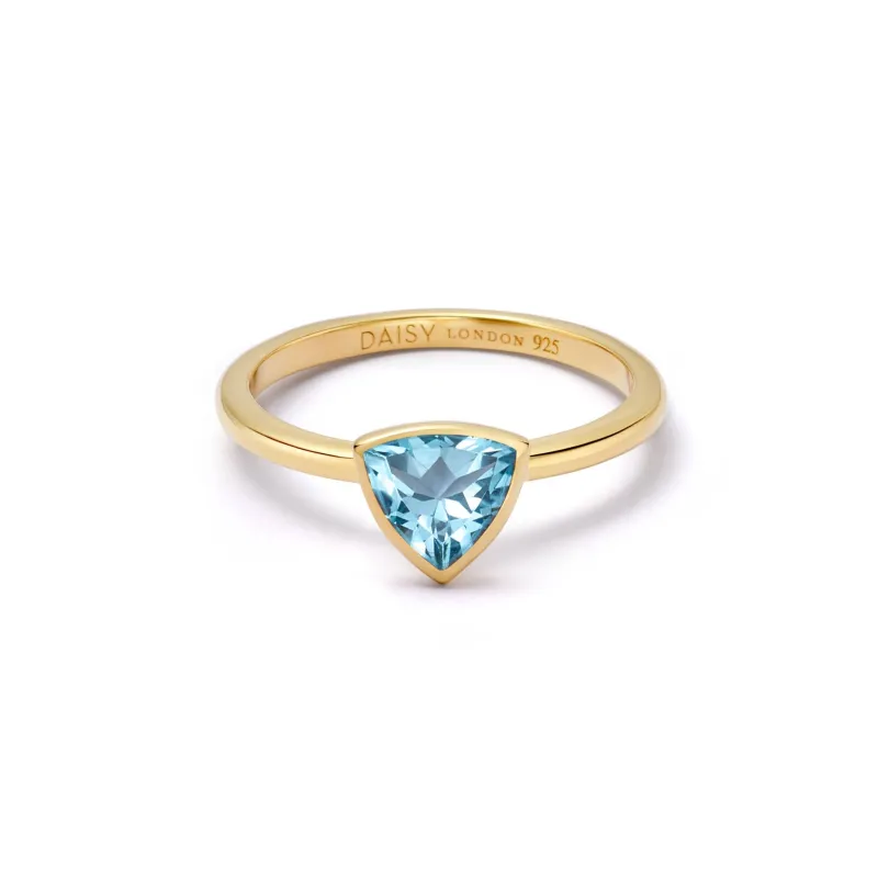 Blue Topaz December Birthstone Ring 18ct Gold Plate sold by Daisy Jewellery