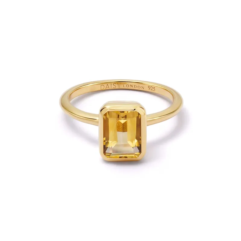 Citrine November Birthstone Ring 18ct Gold Plate sold by Daisy Jewellery