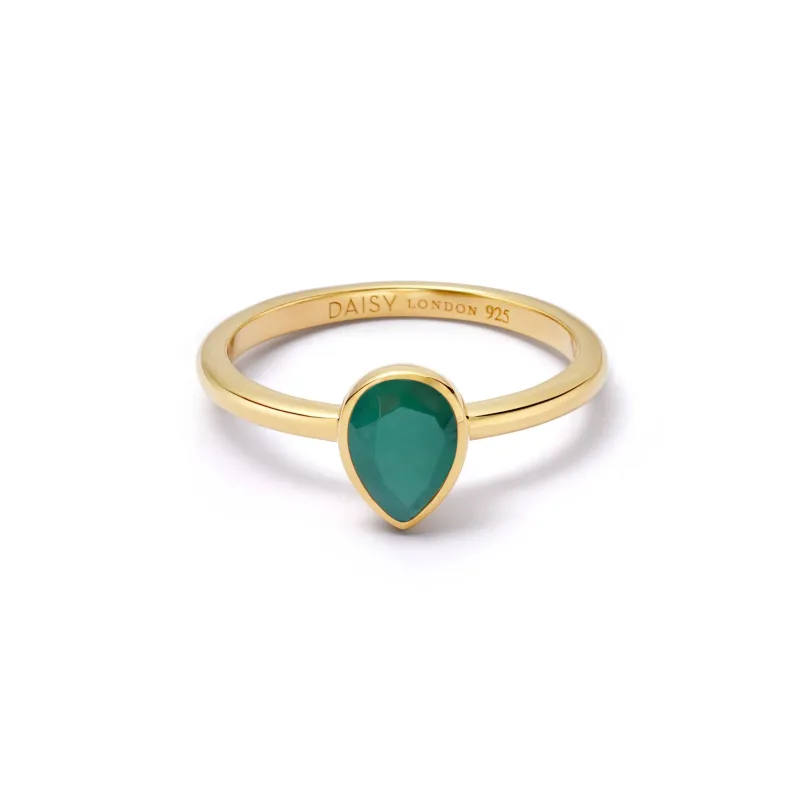 Emerald May Birthstone Ring 18ct Gold Plate sold by Daisy Jewellery