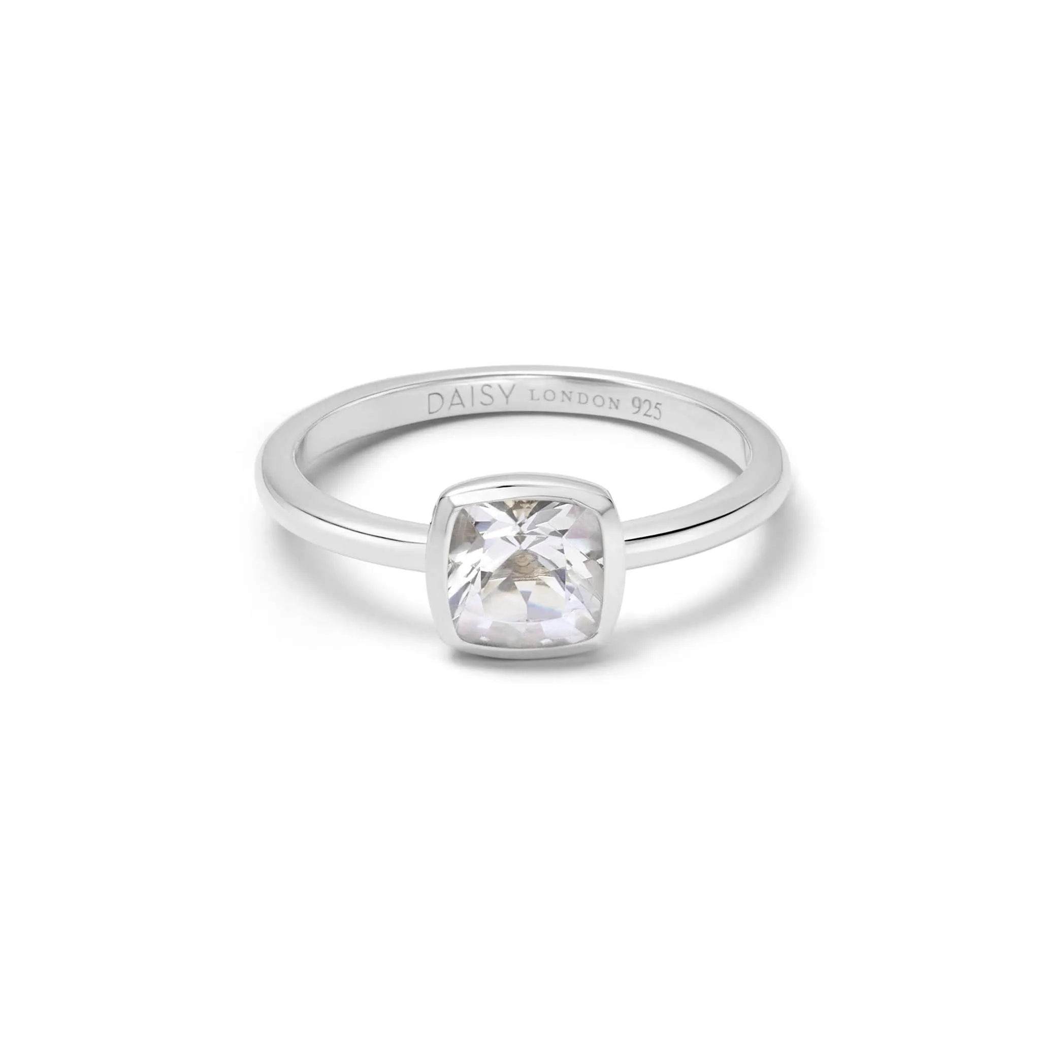White Topaz April Birthstone Ring Sterling Silver sold by Daisy Jewellery