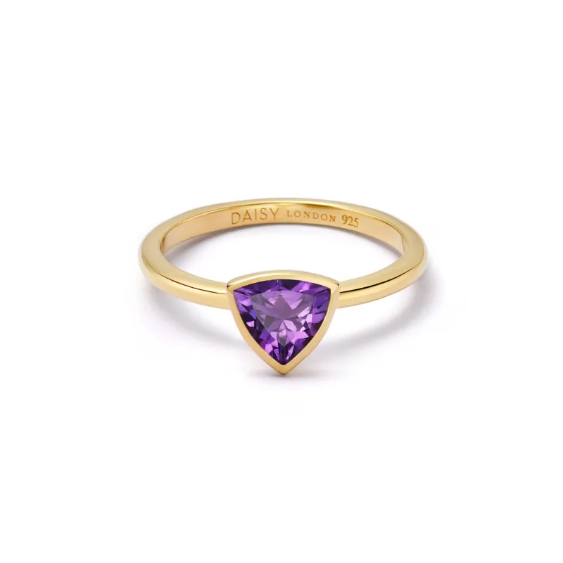 Amethyst February Birthstone Ring 18ct Gold Plate sold by Daisy Jewellery