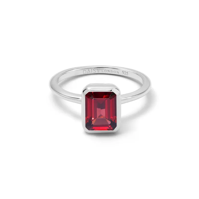 Garnet January Birthstone Ring Sterling Silver sold by Daisy Jewellery