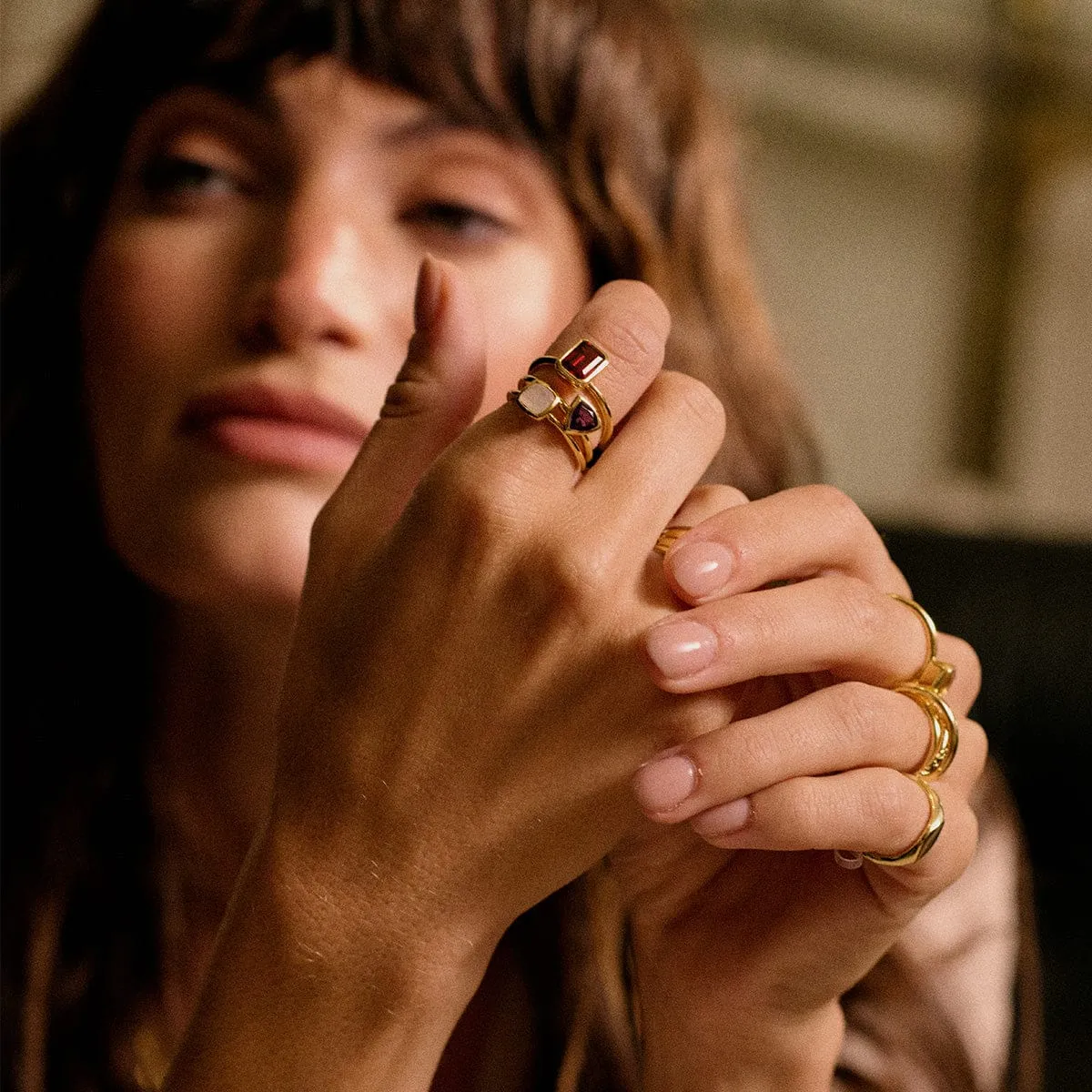 Garnet January Birthstone Ring 18ct Gold Plate sold by Daisy Jewellery product image thumbnail 4