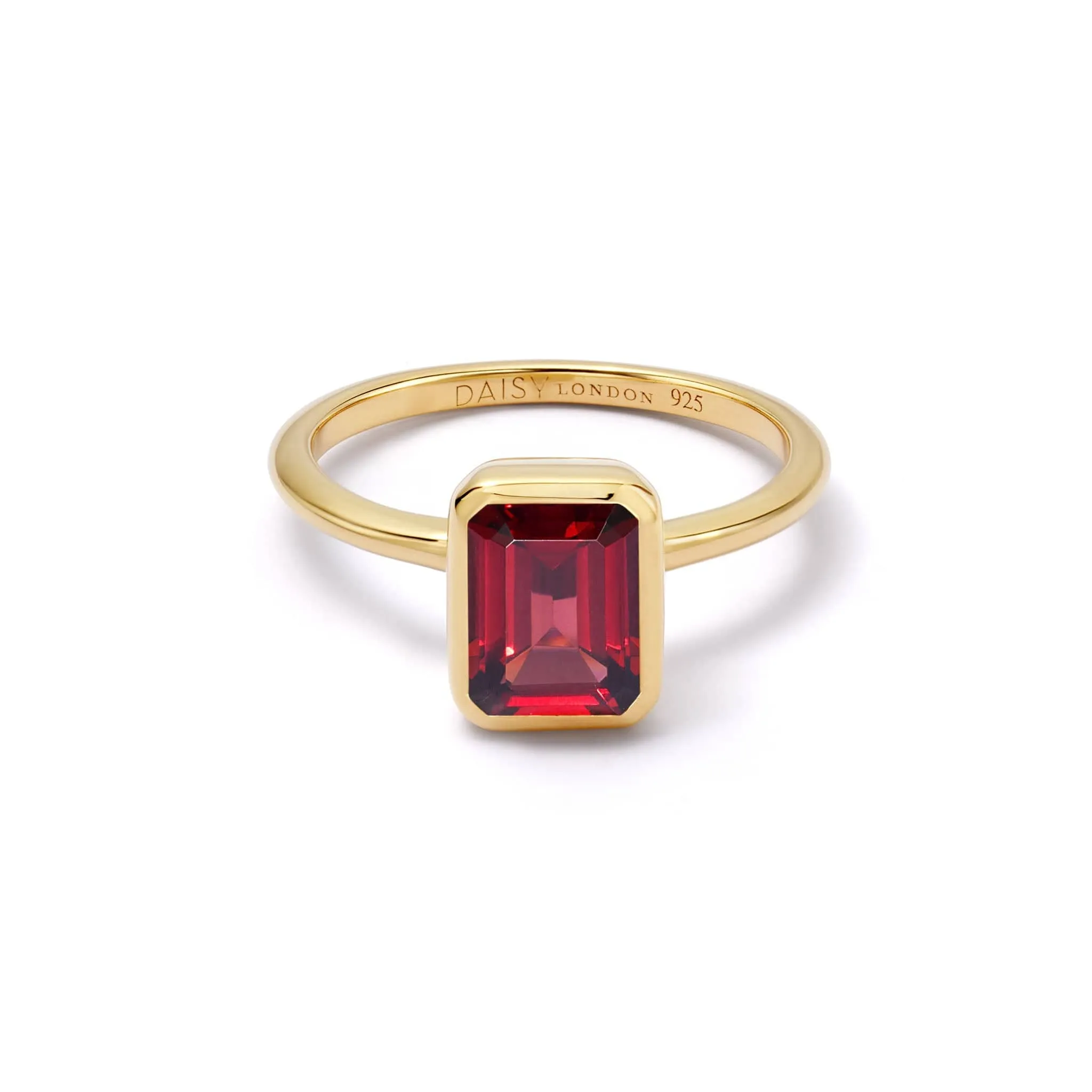 Garnet January Birthstone Ring 18ct Gold Plate sold by Daisy Jewellery