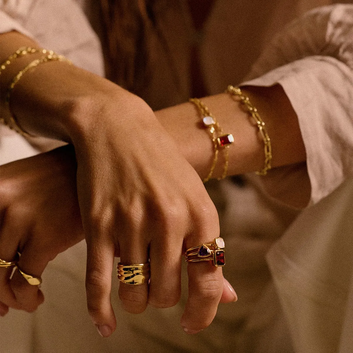 Garnet January Birthstone Ring 18ct Gold Plate sold by Daisy Jewellery product image thumbnail 2