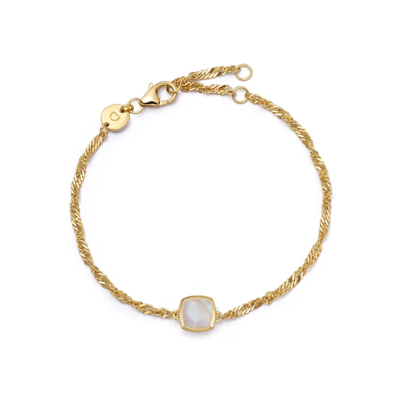 Moonstone June Birthstone Charm Bracelet 18ct Gold Plate sold by Daisy Jewellery