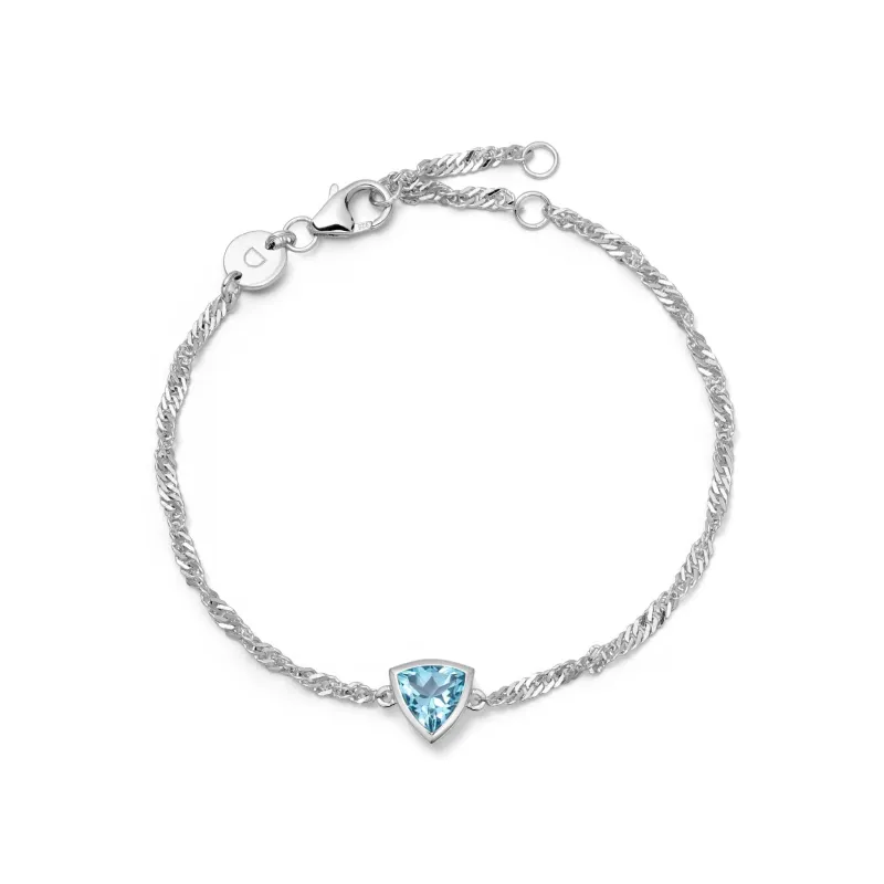 Blue Topaz December Birthstone Charm Bracelet Sterling Silver sold by Daisy Jewellery
