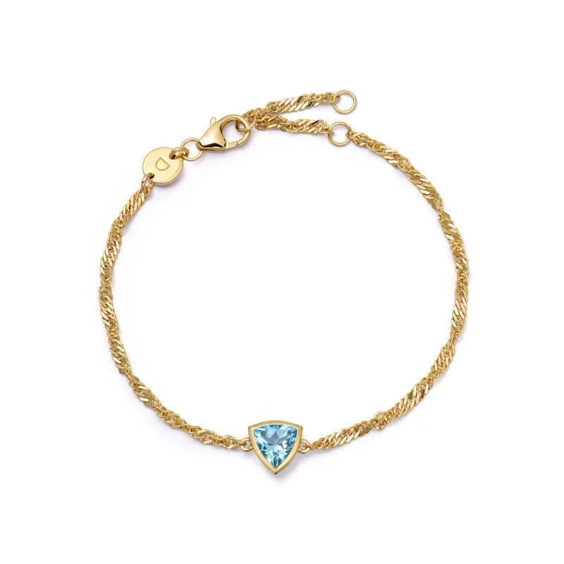 Blue Topaz December Birthstone Charm Bracelet 18ct Gold Plate sold by Daisy Jewellery