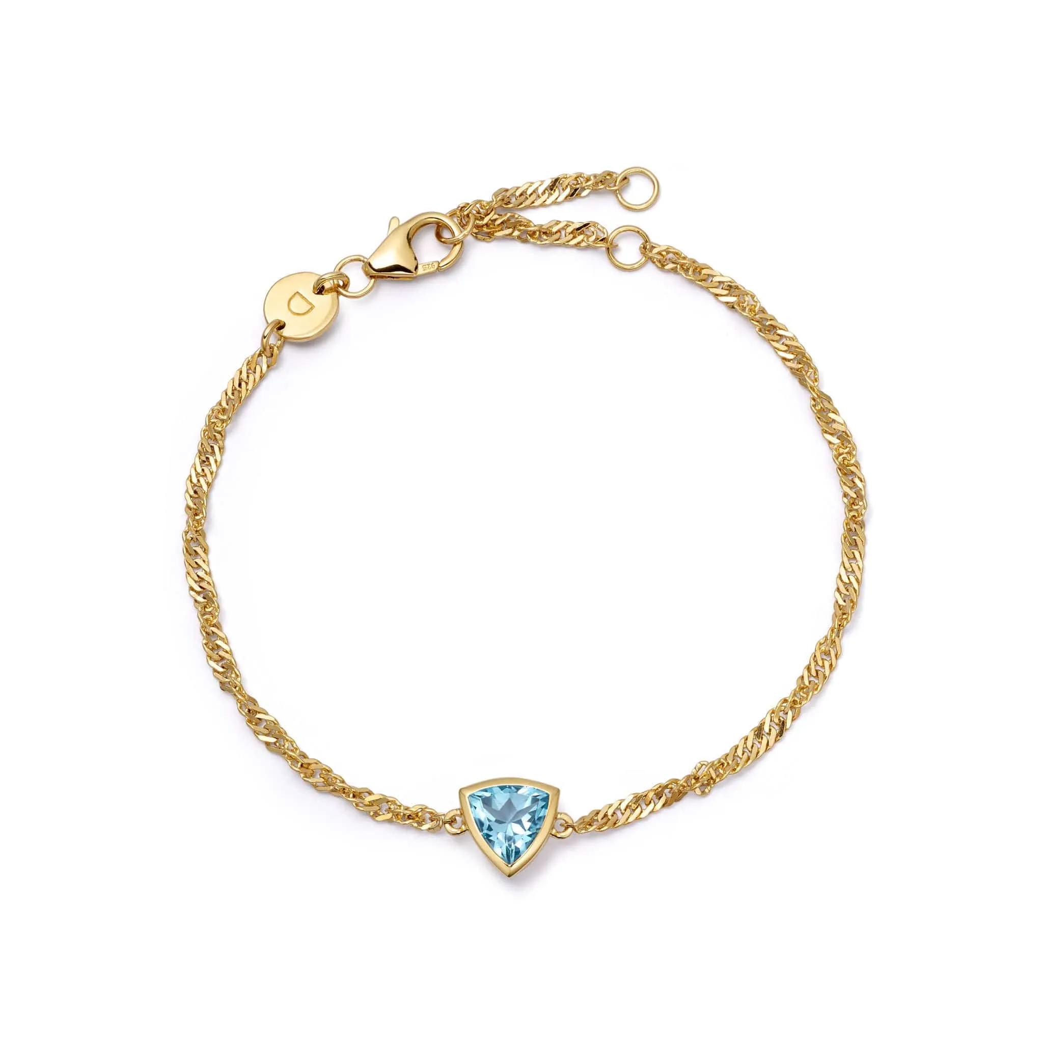 Blue Topaz December Birthstone Charm Bracelet 18ct Gold Plate sold by Daisy Jewellery
