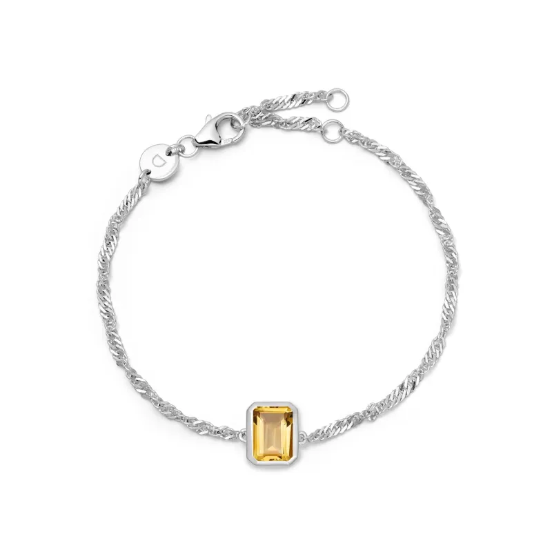 Citrine November Birthstone Charm Bracelet Sterling Silver sold by Daisy Jewellery