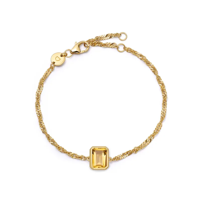 Citrine November Birthstone Charm Bracelet 18ct Gold Plate sold by Daisy Jewellery