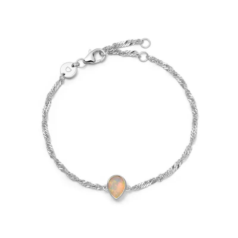 Opal October Birthstone Charm Bracelet Sterling Silver sold by Daisy Jewellery