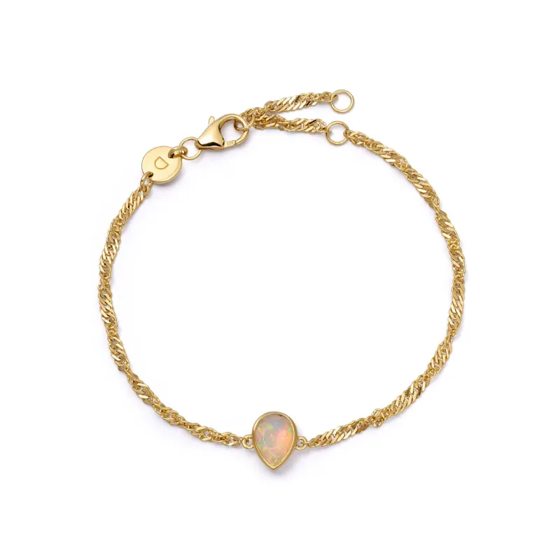 Opal October Birthstone Charm Bracelet 18ct Gold Plate sold by Daisy Jewellery