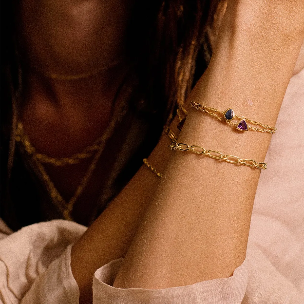 Sapphire September Birthstone Charm Bracelet 18ct Gold Plate sold by Daisy Jewellery product image thumbnail 2