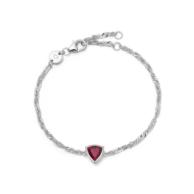 Ruby July Birthstone Charm Bracelet Sterling Silver sold by Daisy Jewellery