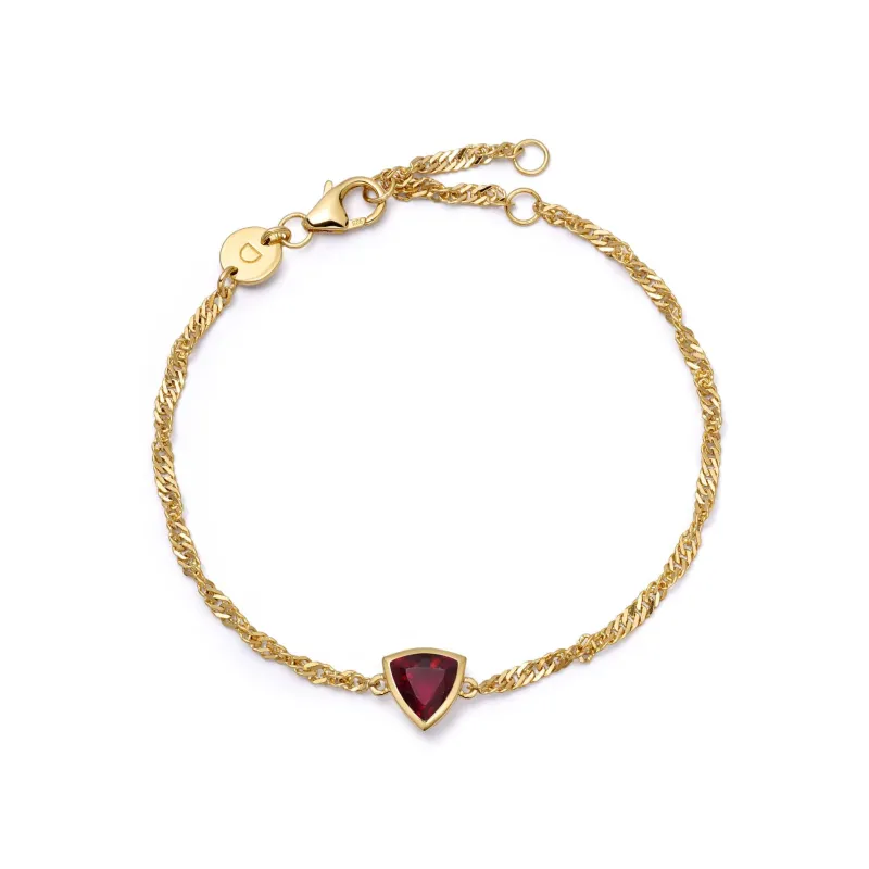 Ruby July Birthstone Charm Bracelet 18ct Gold Plate made by Daisy Jewellery