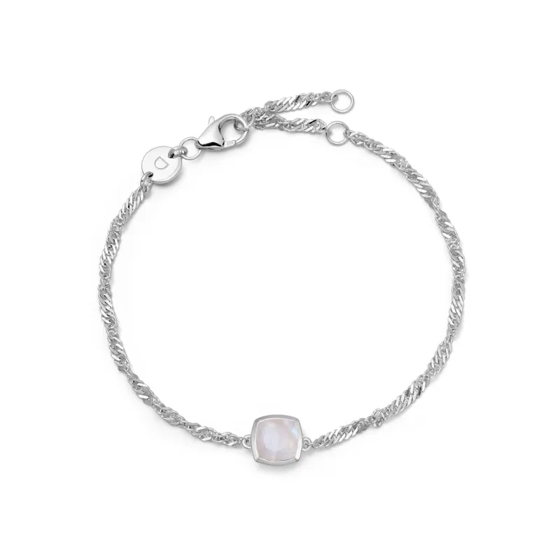 Moonstone June Birthstone Charm Bracelet Sterling Silver sold by Daisy Jewellery