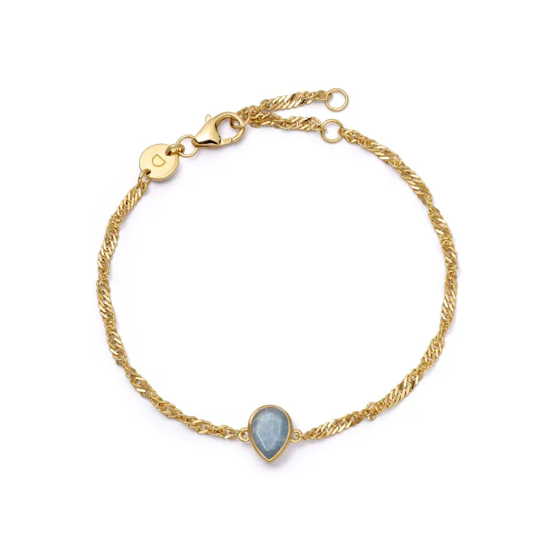 Aquamarine March Birthstone Charm Bracelet 18ct Gold Plate sold by Daisy Jewellery