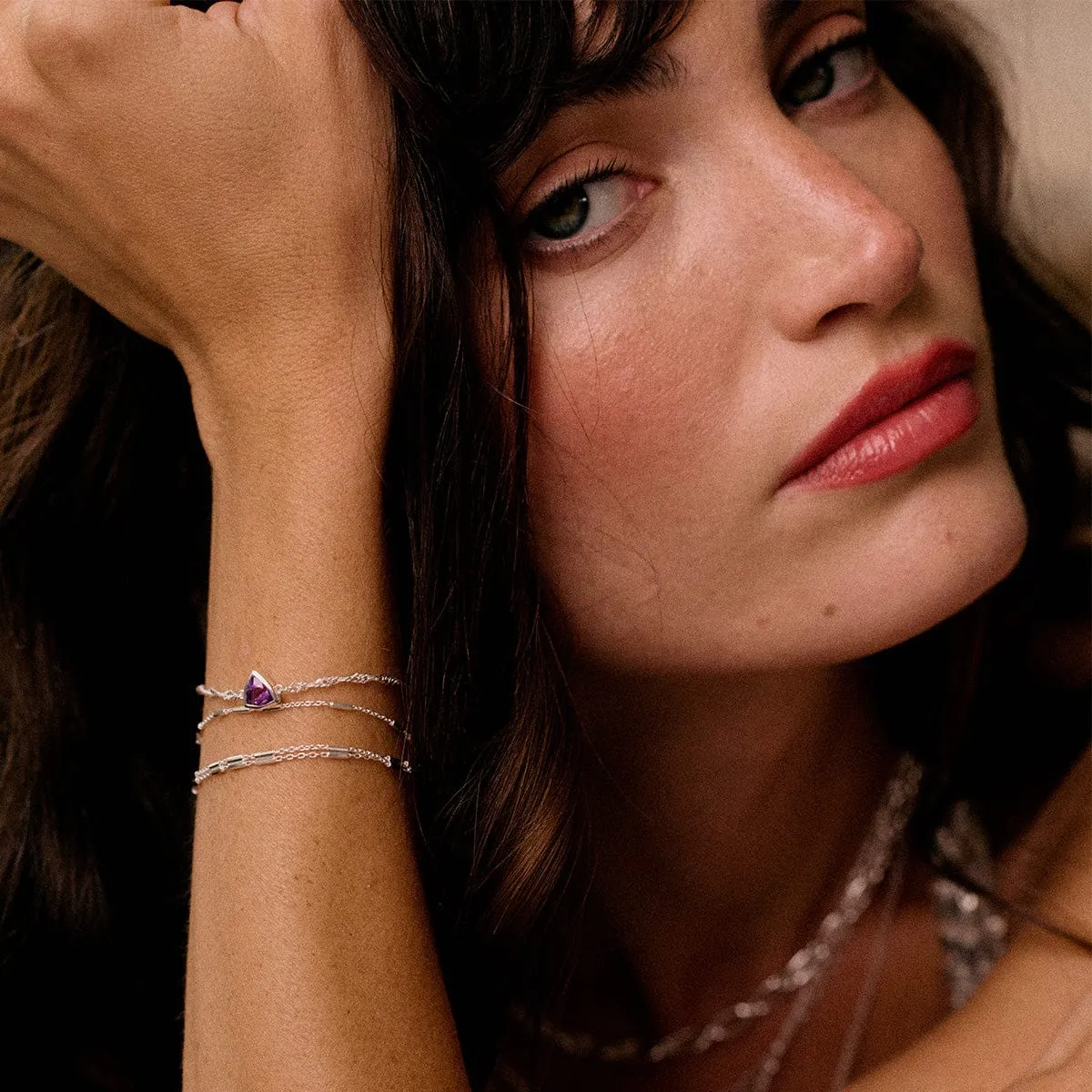 Amethyst February Birthstone Charm Bracelet Sterling Silver sold by Daisy Jewellery product image thumbnail 2