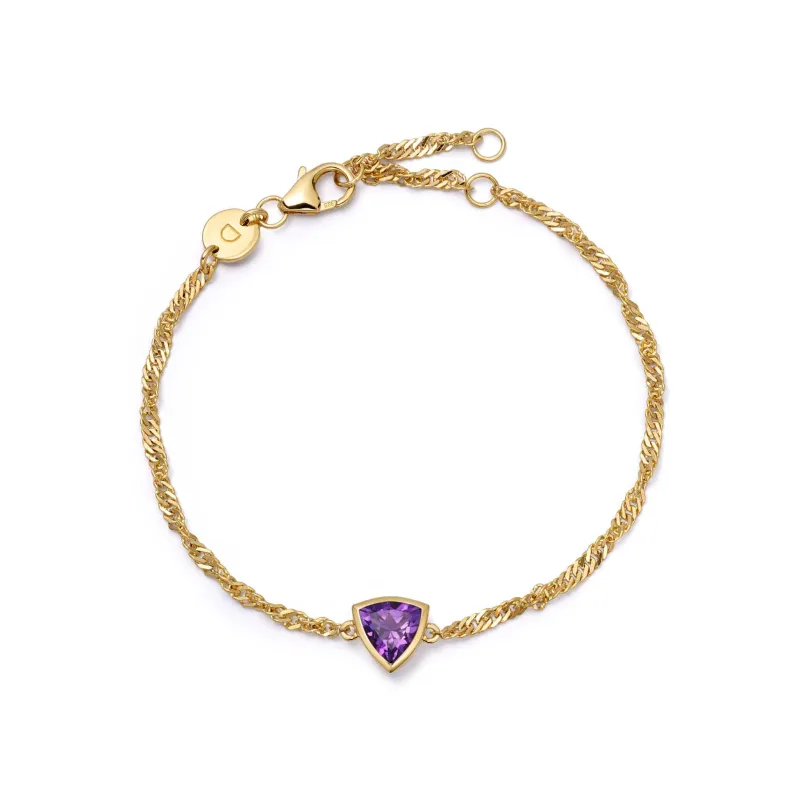 Amethyst February Birthstone Charm Bracelet 18ct Gold Plate sold by Daisy Jewellery