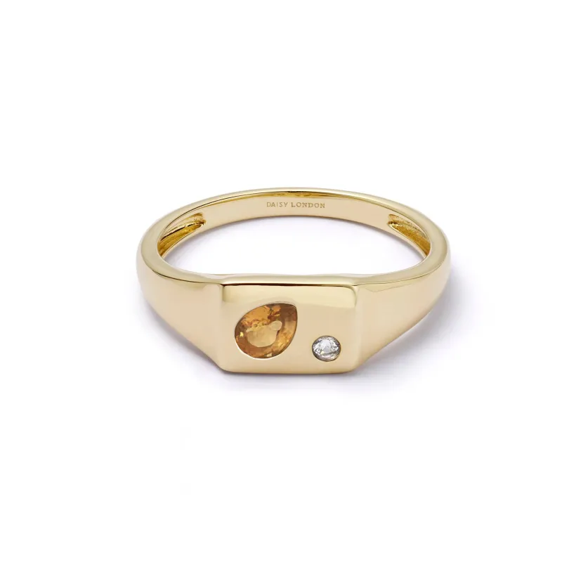 Estée Lalonde Birthstone Pinky Ring 14ct Solid Gold made by Daisy Jewellery