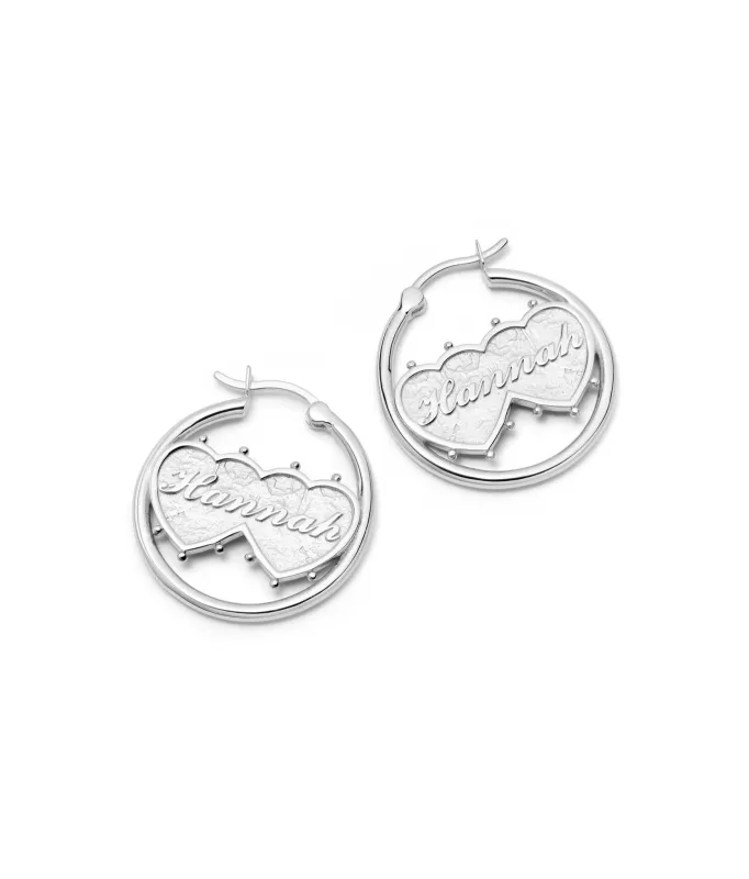 Shrimps Double Heart Earrings Sterling Silver sold by Daisy Jewellery