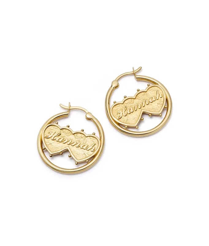 Shrimps Double Heart Earrings 18ct Gold Plate sold by Daisy Jewellery