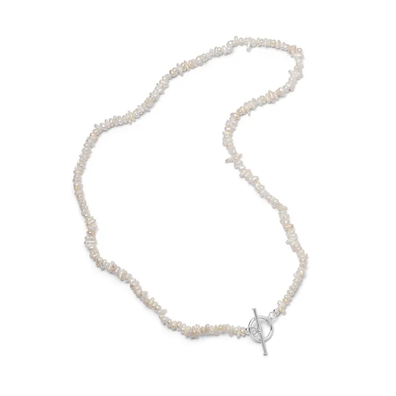 Polly Beach Pearl T Bar Necklace Sterling Silver sold by Daisy Jewellery
