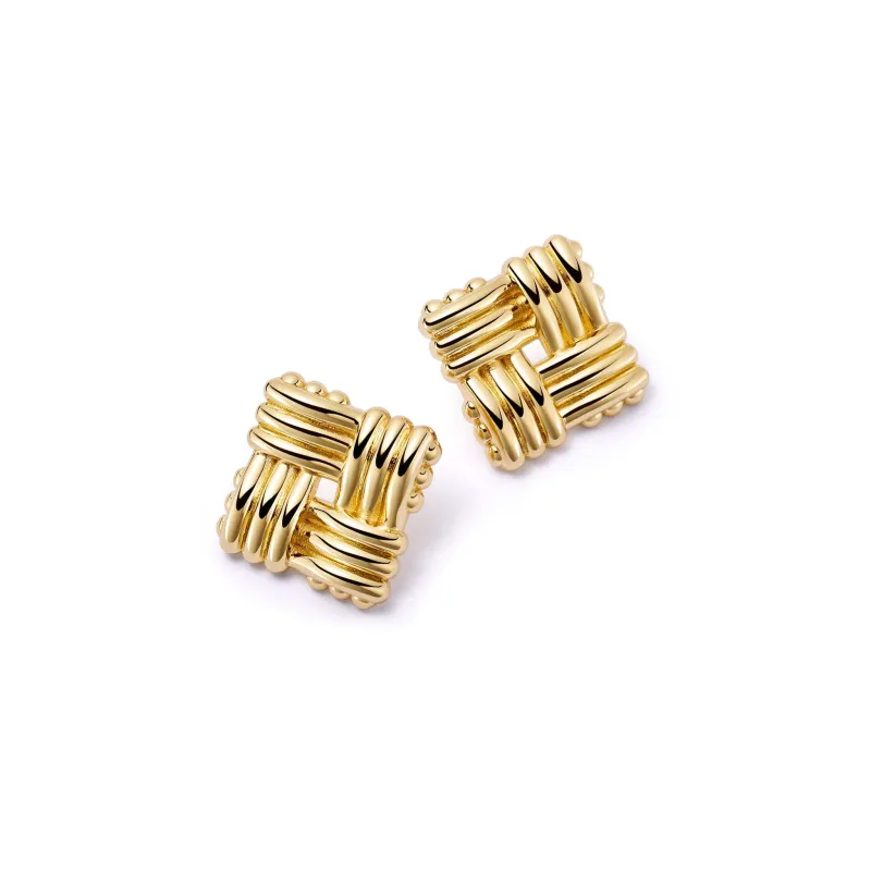 Polly Lattice Stud Earrings 18ct Gold Plate sold by Daisy Jewellery