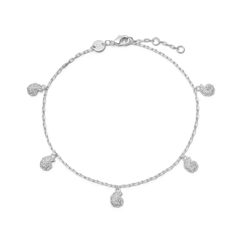 Polly Shell Charm Anklet Silver Plate sold by Daisy Jewellery