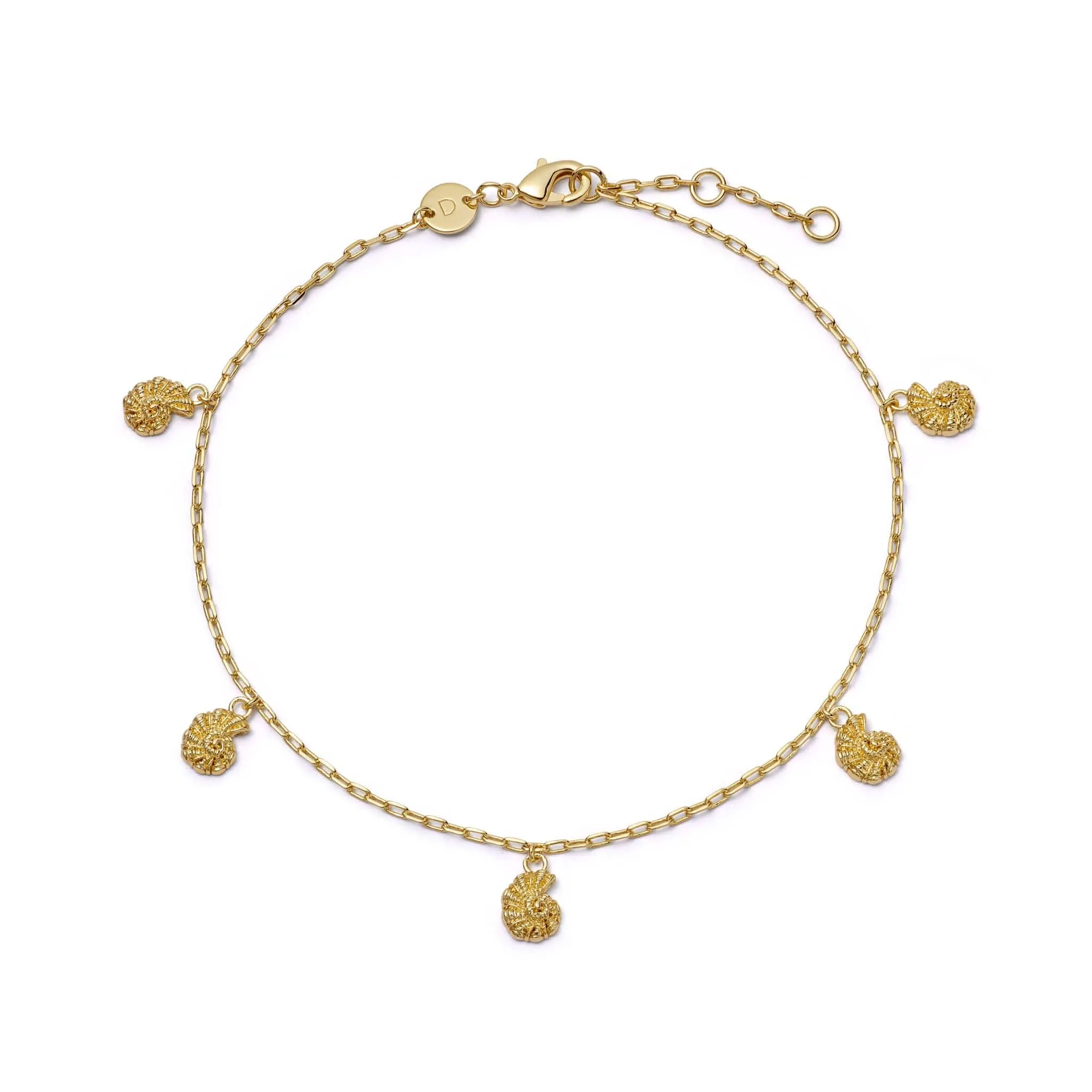 Polly Shell Charm Anklet 18ct Gold Plate sold by Daisy Jewellery
