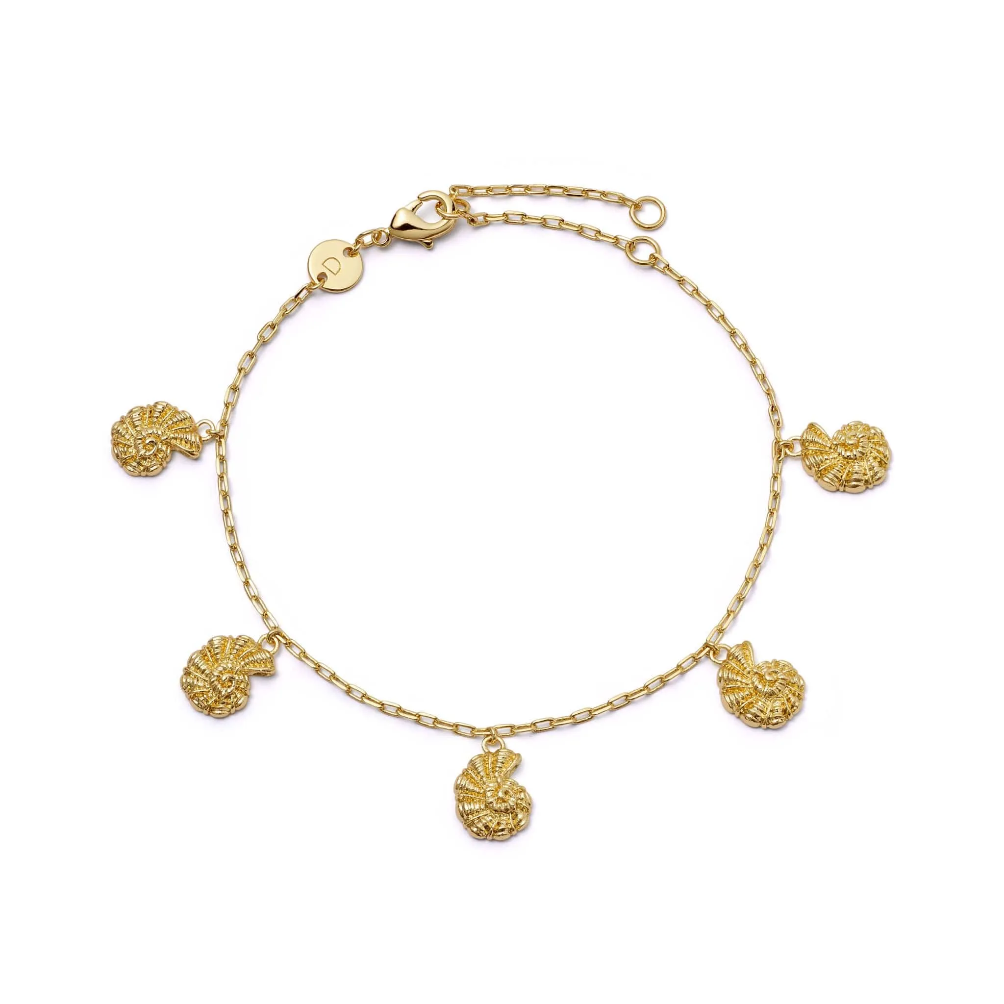 Polly Shell Charm Bracelet 18ct Gold Plate sold by Daisy Jewellery
