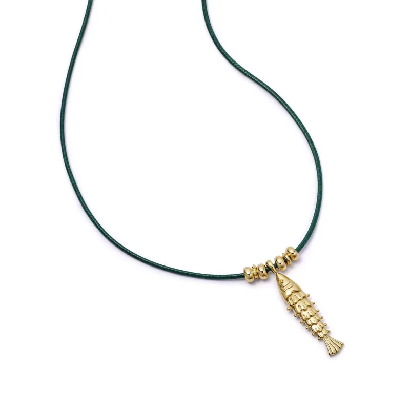 Polly Tidal Fish Cord Necklace 18ct Gold Plate sold by Daisy Jewellery