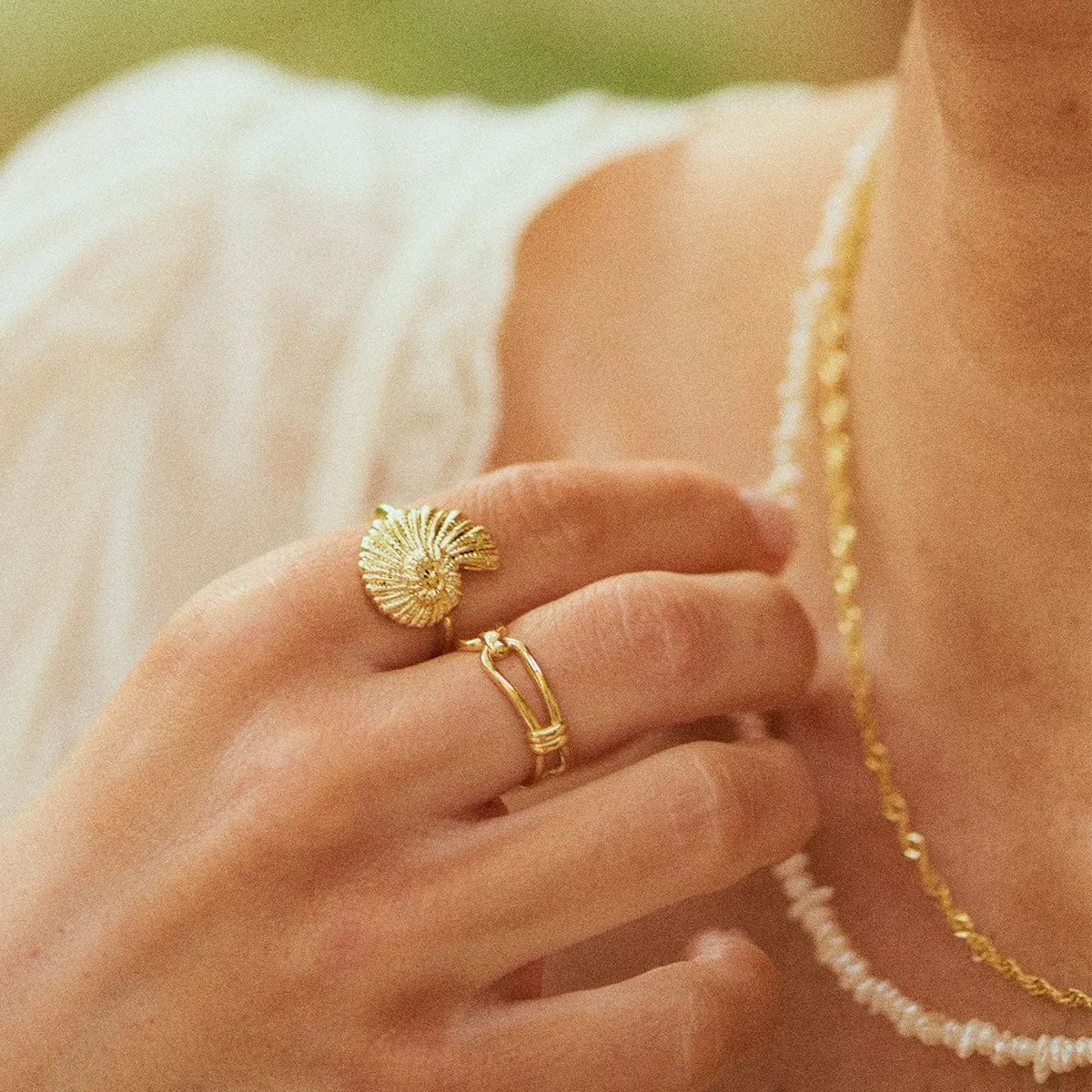 Polly Shell Ring 18ct Gold Plate sold by Daisy Jewellery product image thumbnail 2