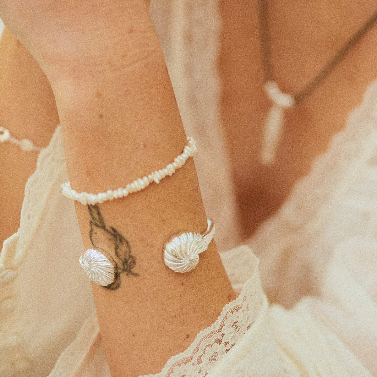 Polly Shell Cuff Bangle Silver Plate sold by Daisy Jewellery product image thumbnail 2